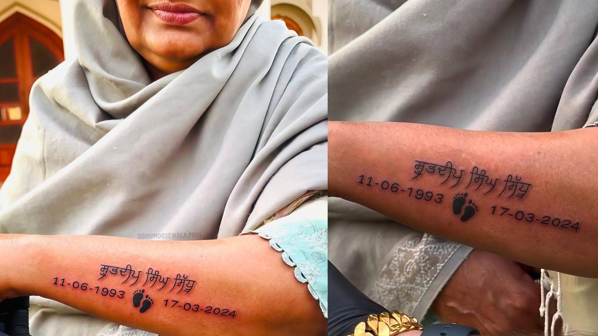 Sidhu Moosewala’s Mother Charan Kaur Tattoos Sons' Birthdates on Her Arms